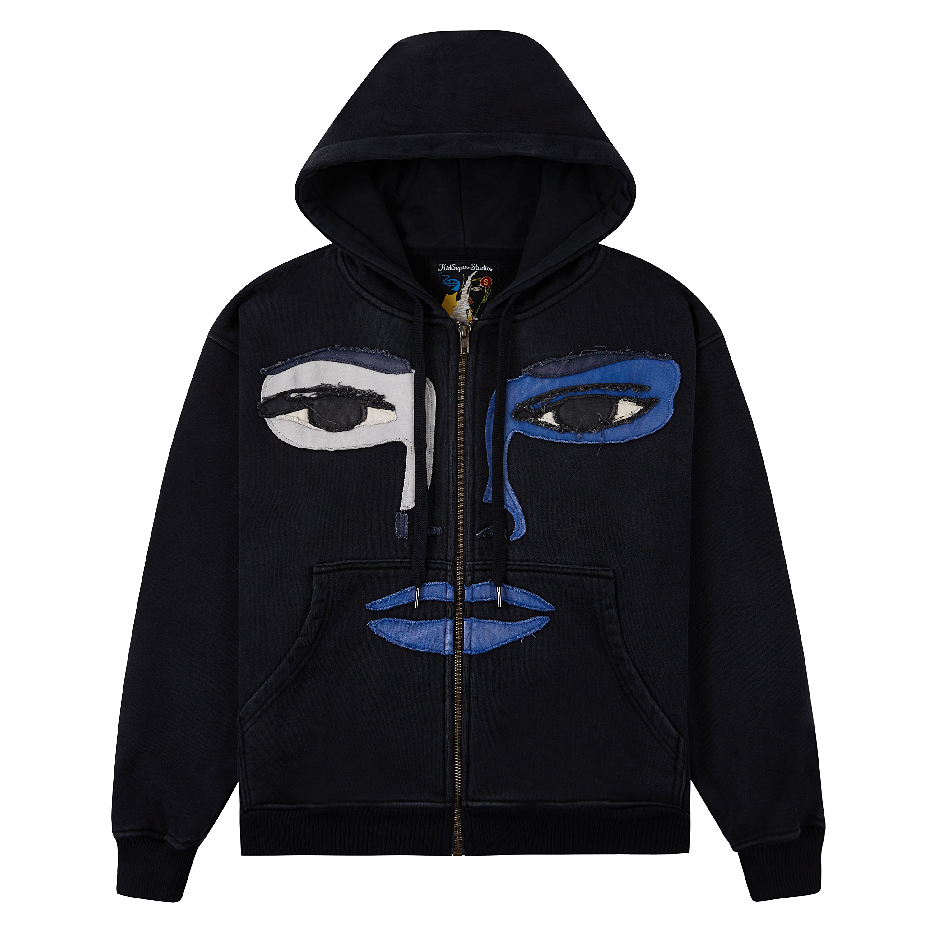 Patchwork Face Zip Up Hoodie | Black – Capsule NYC