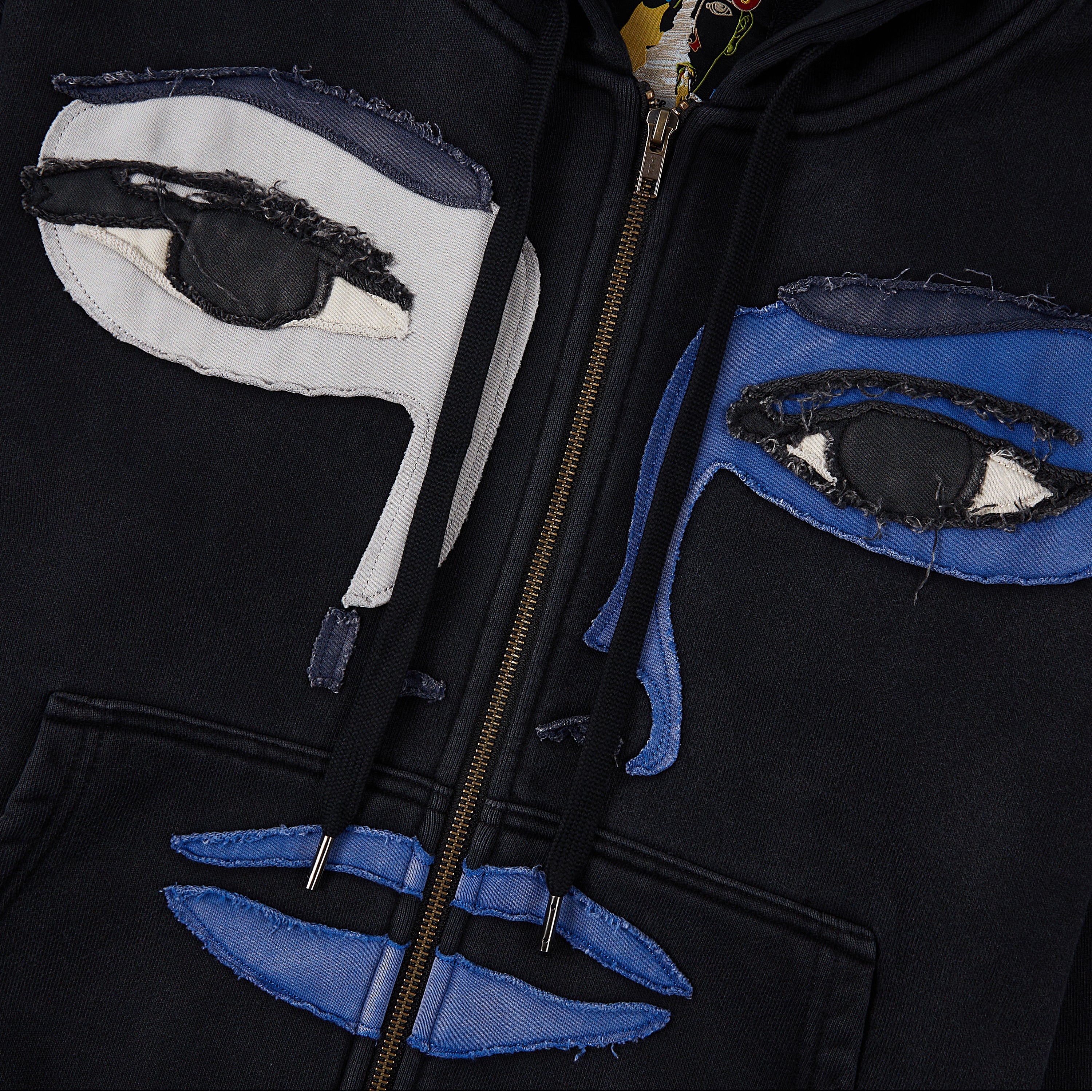 Patchwork Face Zip Up Hoodie | Black – Capsule NYC
