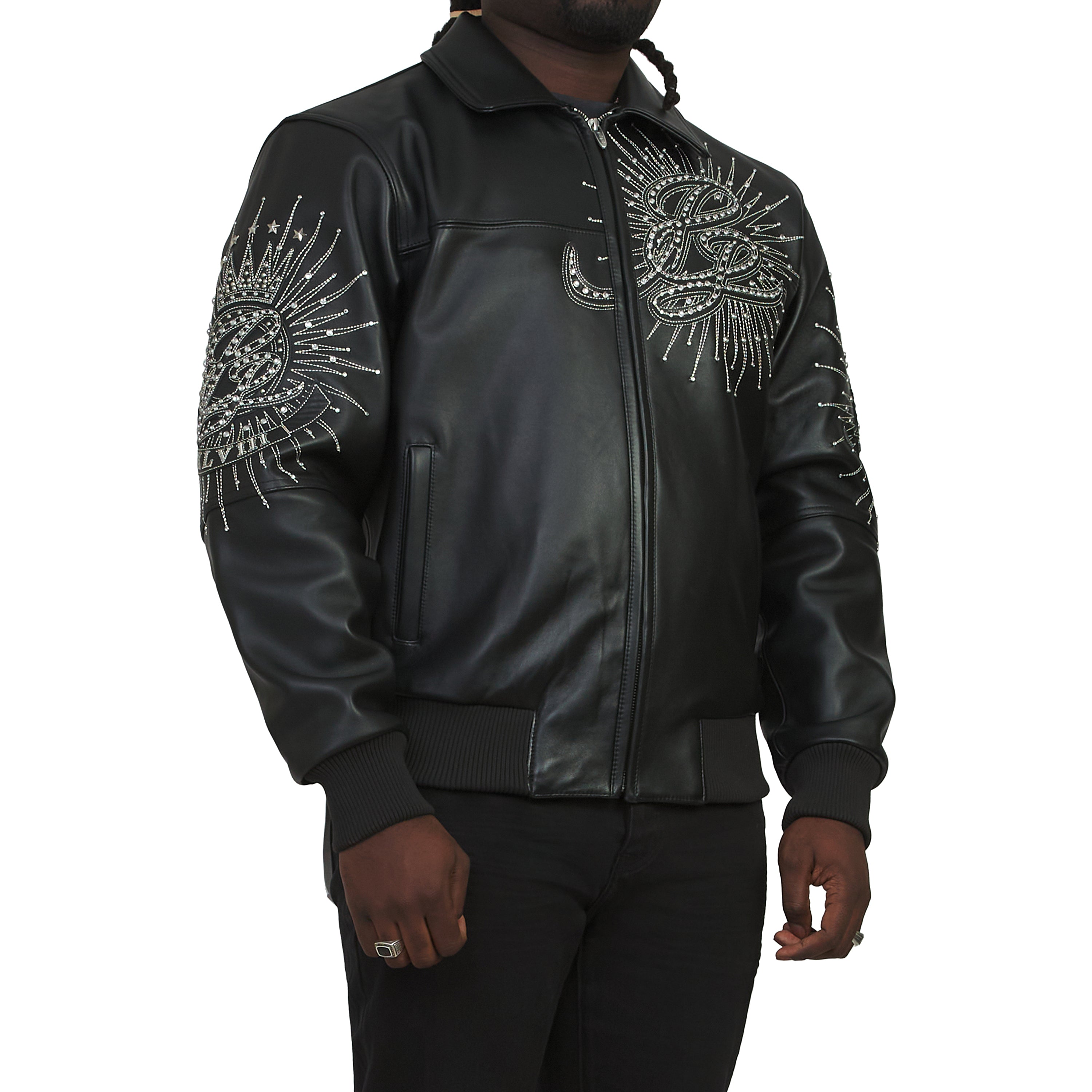 【激レア】PELLE PELLE Track Jacket Rhinestone Marc Buchanan Pelle Pelle leather Rhinestone Studded Jacket 56