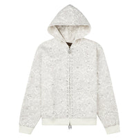 Cashew Blossom Pearl Zipper Hoodie | White