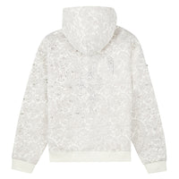 Cashew Blossom Pearl Zipper Hoodie | White