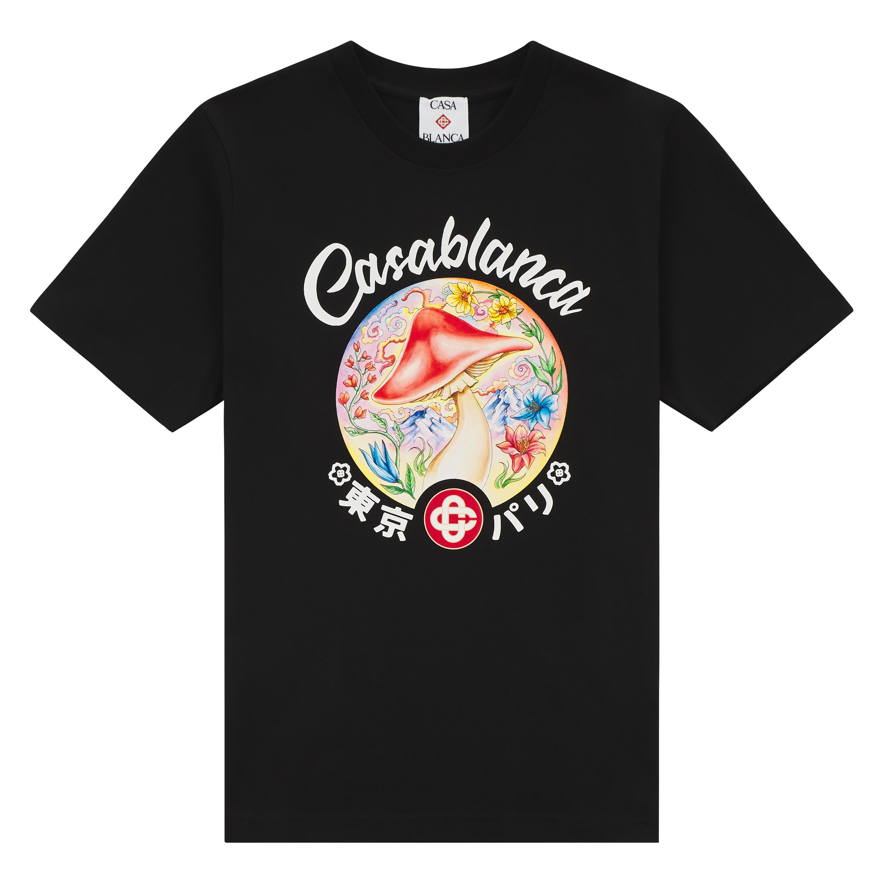 Tシャツ・カットソー Casablanca 'Mushroom Emblem' T-shirt Mushroom Emblem Tee | Black – Capsule NYC