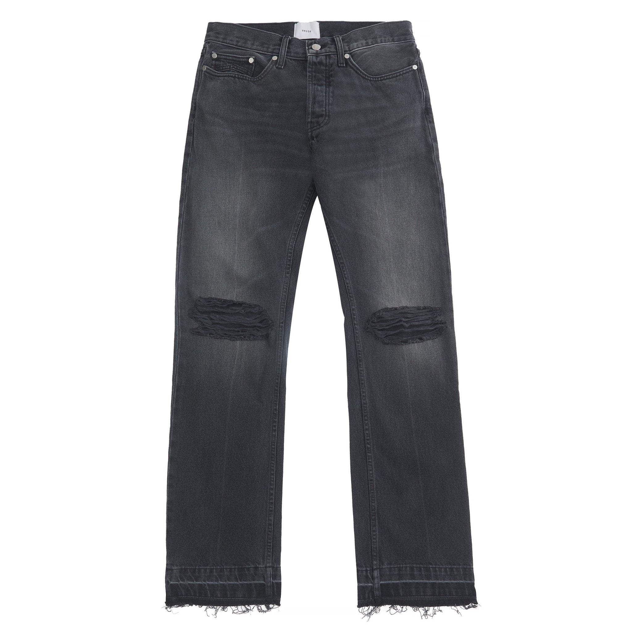 韓国発!【BLACKUP】 Cheek snap washed denim pants Cheek snap washed denim pants - BLACKUP