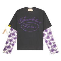 Fumi Script Double Tee | Black/Purple - Capsule NYC