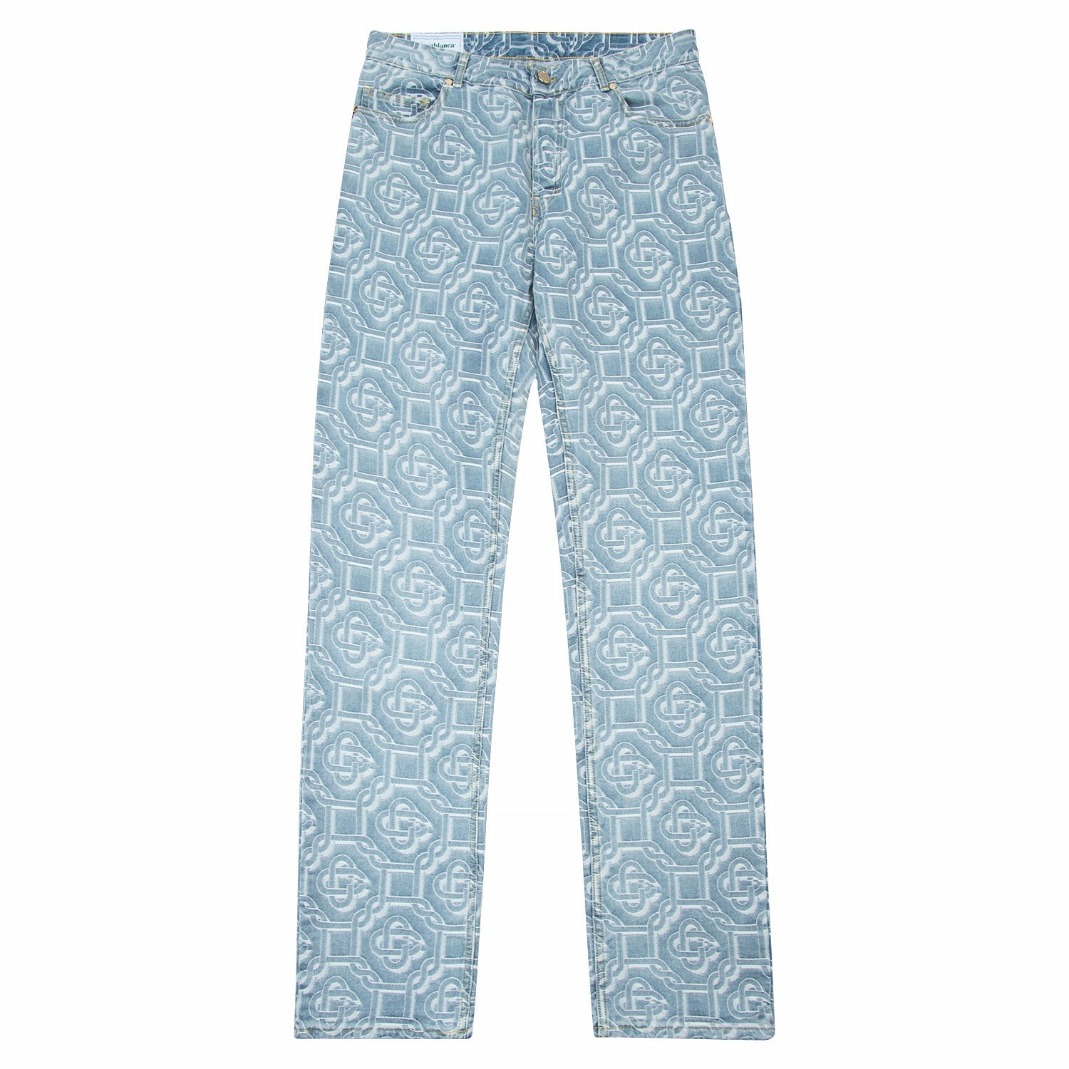 Dauphine size contrast, faded jacquard denim with Monogram pattern