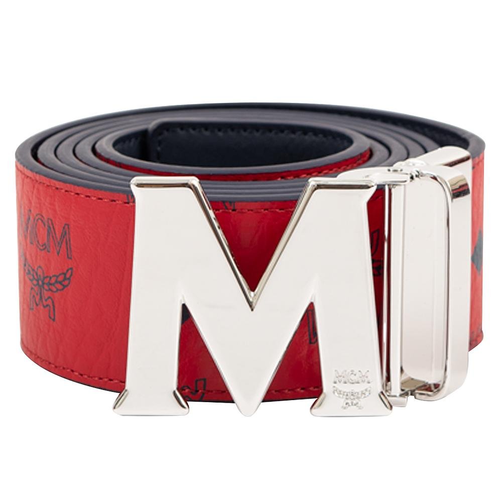 Red Mcm Monogram Reversible Belt