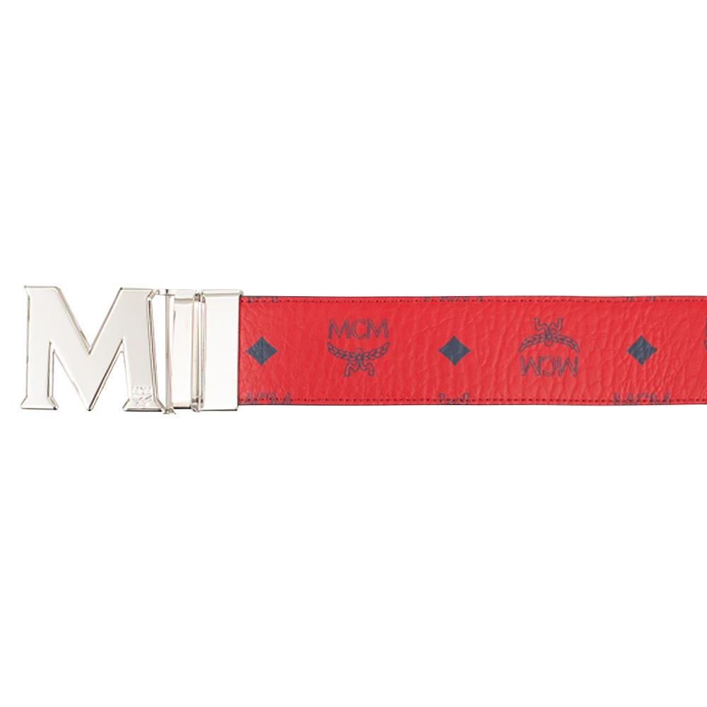 MCM, Accessories, Mcm Mens Claus Silver M Buckle Candy Red Leather  Reversible Belt Customizable