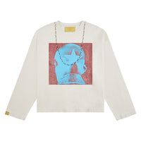 Studded Star Head L/S Tee | Ivory/Burgundy