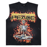 Inner Peace Skeleton Sleeveless Tee | Black