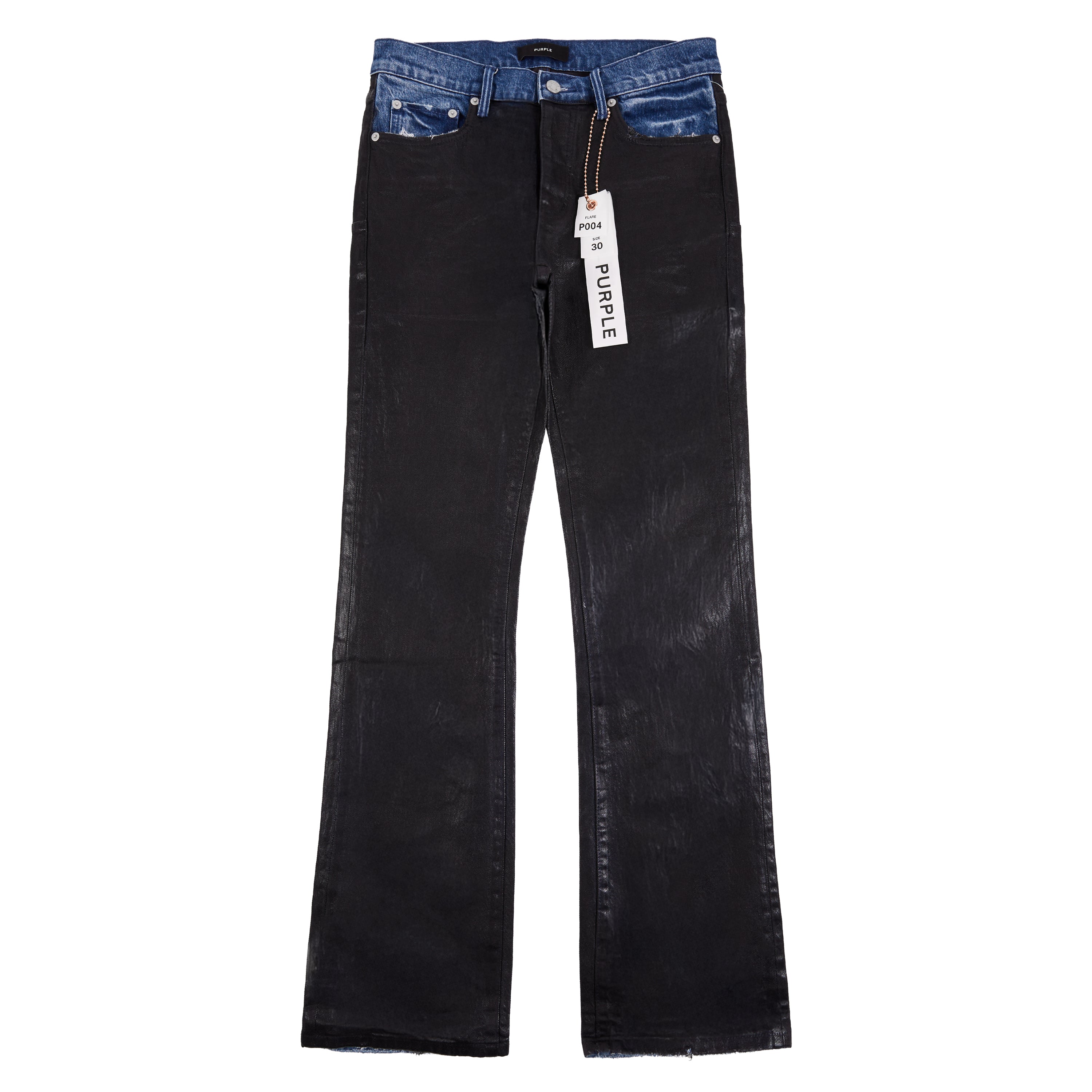 Resin Coated Flare Denim ブラック The Coated Kick Flare - Final Sale – Just Black Denim