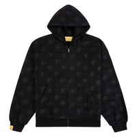 Monogram Zip Hoodie | Black