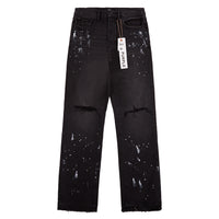 Knee Slit Paint Splatters Denim