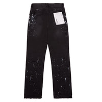 Knee Slit Paint Splatters Denim