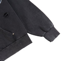 Distressed Script Zip Up Hoodie | Black