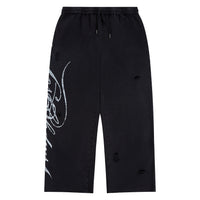 Distressed Script Sweatpant | Black