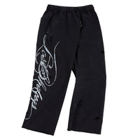 Distressed Script Sweatpant | Black