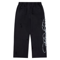 Distressed Script Sweatpant | Black