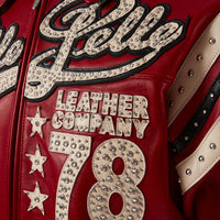 Encrusted Varsity Jacket | Cabernet/Black/Ivory