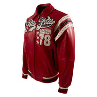 Encrusted Varsity Jacket | Cabernet/Black/Ivory