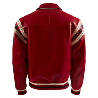 Encrusted Varsity Jacket | Cabernet/Black/Ivory