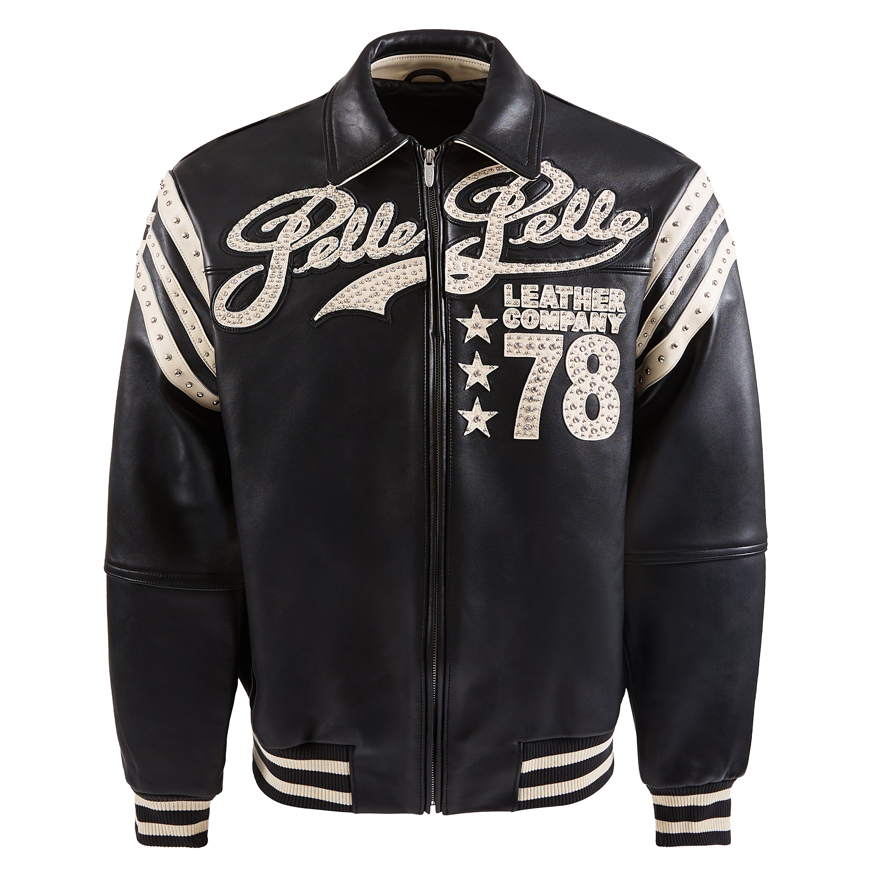 Encrusted Varsity Jacket | Black/Ivory/Black – Capsule NYC
