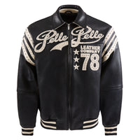 Encrusted Varsity Jacket | Black/Ivory/Black