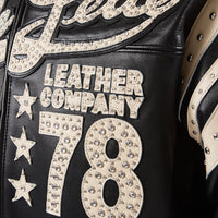 Encrusted Varsity Jacket | Black/Ivory/Black