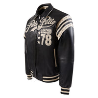 Encrusted Varsity Jacket | Black/Ivory/Black