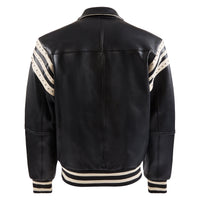 Encrusted Varsity Jacket | Black/Ivory/Black
