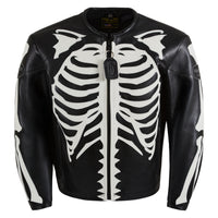 Bones Flat Leather Jacket | Black/White