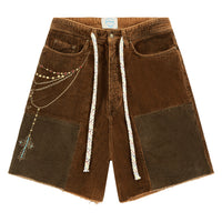 Patchwork Cord Short | Brown
