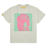 Star Head Studded Tee | Vintage White/Moss Green