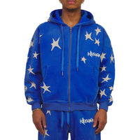 Patchwork Washed Hoodie | Blue