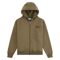 Classique Zip Up Hoodie | Moss Green/Black