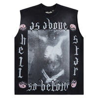 As Above So Below Sleeveless Tee | Blk