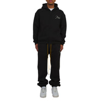 Classique Zip Up Hoodie | Black/White