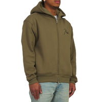 Classique Zip Up Hoodie | Moss Green/Black