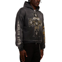 Guns N' Roses Cross Zip Hoodie | Stained Black