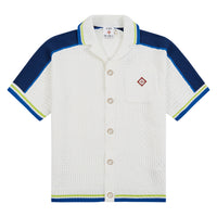 Crochet Shirt | White/Blue
