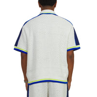 Crochet Shirt | White/Blue