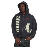 Eagle Pass Zip-Up Hoodie | Vintage Black/White