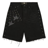 Half Star Denim Short | Black/Animal Print