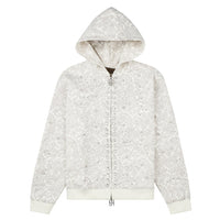 Cashew Blossom Pearl Zipper Hoodie | White