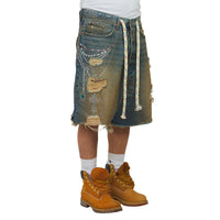 Victorian Chain Denim Short | Indigo