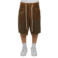 Patchwork Cord Short | Brown