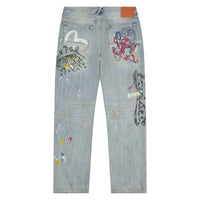 Fortune Theme Hand-Painted Denim