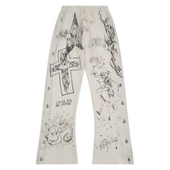 Graffitti Mirror Face Sweatpants | Grey