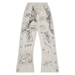 Graffitti Mirror Face Sweatpants | Grey