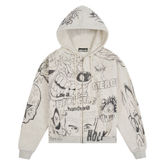 Graffitti Zip-Up Hoodie | Grey