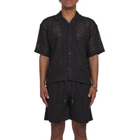 Pointelle Crochet Camp Shirt